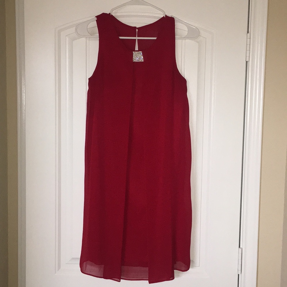 Red chiffon dress